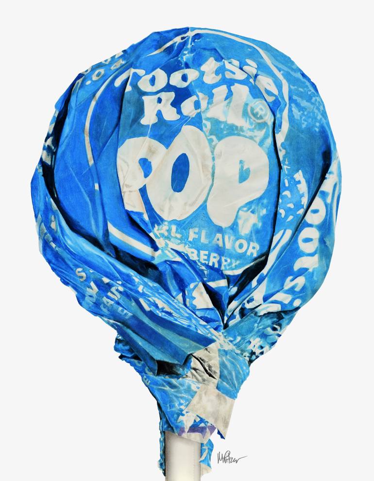 Blue Raspberry Tootsie Pop No. 2 Original Drawing by mike pitzer