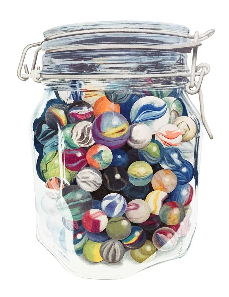 Jar of Marbles No.1 Drawing by Mike Pitzer