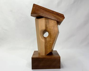 Faithful Soul. Geometric wood sculpture art. thumb