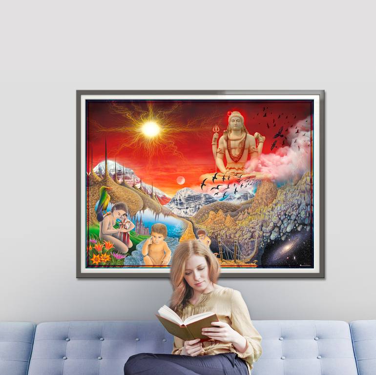 Original Surrealism Religion Mixed Media by Rubins Leonard
