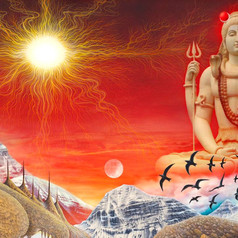 Original Surrealism Religion Mixed Media by Rubins Leonard