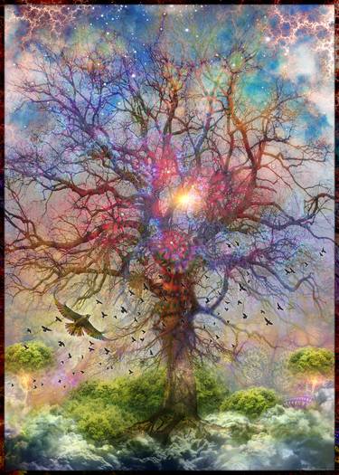 Print of Surrealism Tree Mixed Media by Rubins Leonard