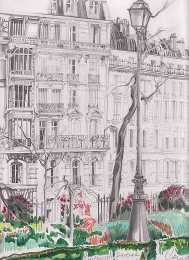 Original Black & White Cities Drawing by Christina Borg