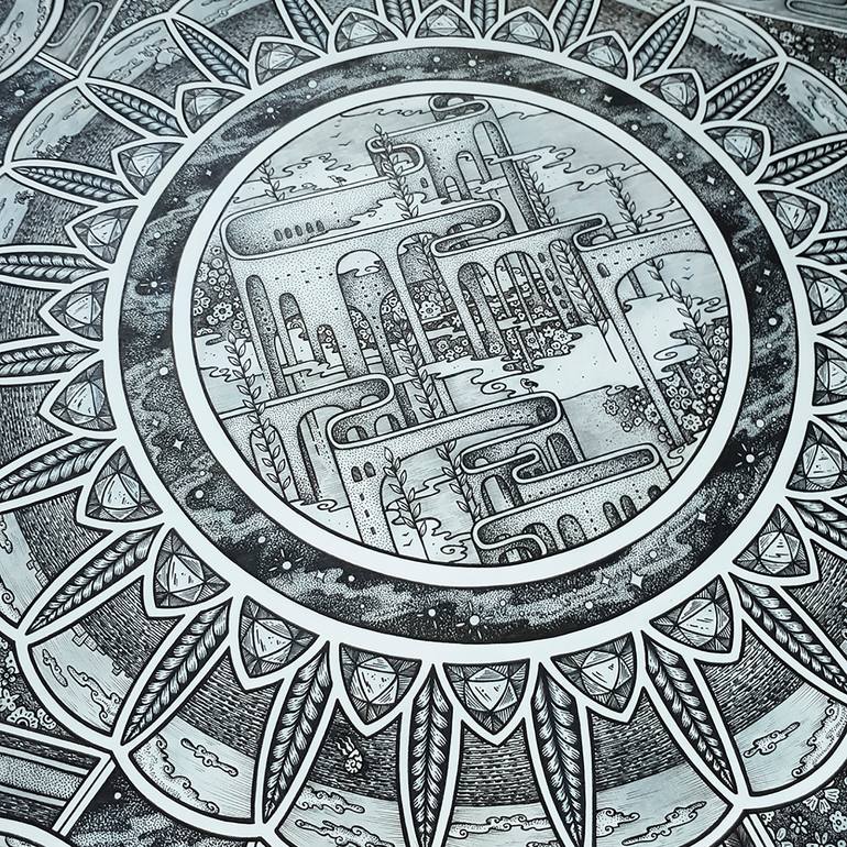 Original Contemporary Geometric Drawing by Homo Bohemian
