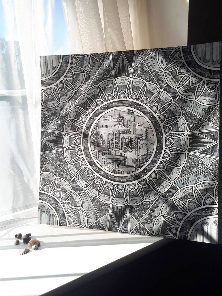 Original Contemporary Geometric Drawing by Homo Bohemian