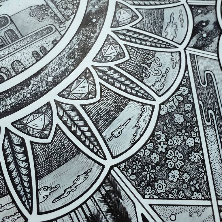 Original Contemporary Geometric Drawing by Homo Bohemian