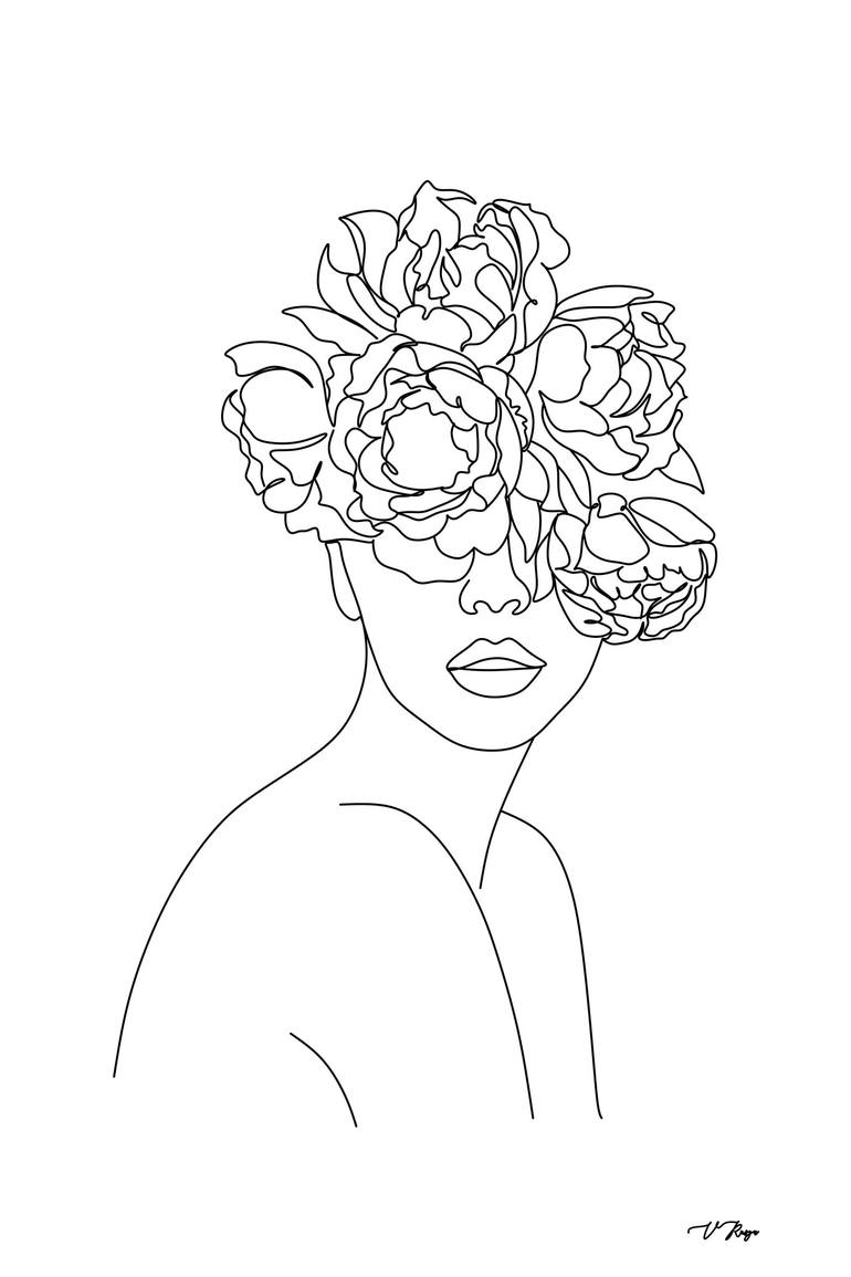 line art drawings flowers