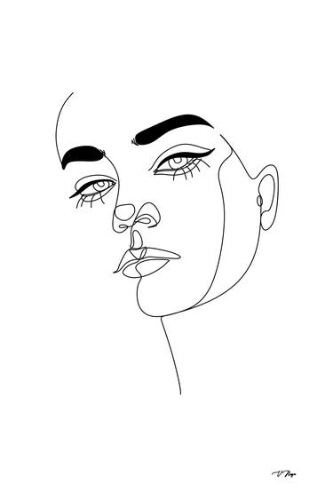 Female line art. Line drawing woman. Abstact line art face. Line