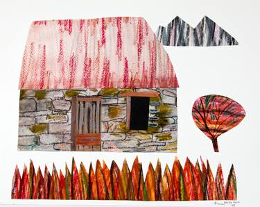 Original Folk Landscape Collage by Bronwen Griffiths