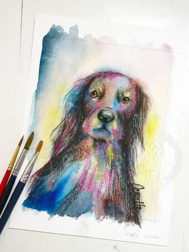 Original Fine Art Dogs Painting by Ho Cainn