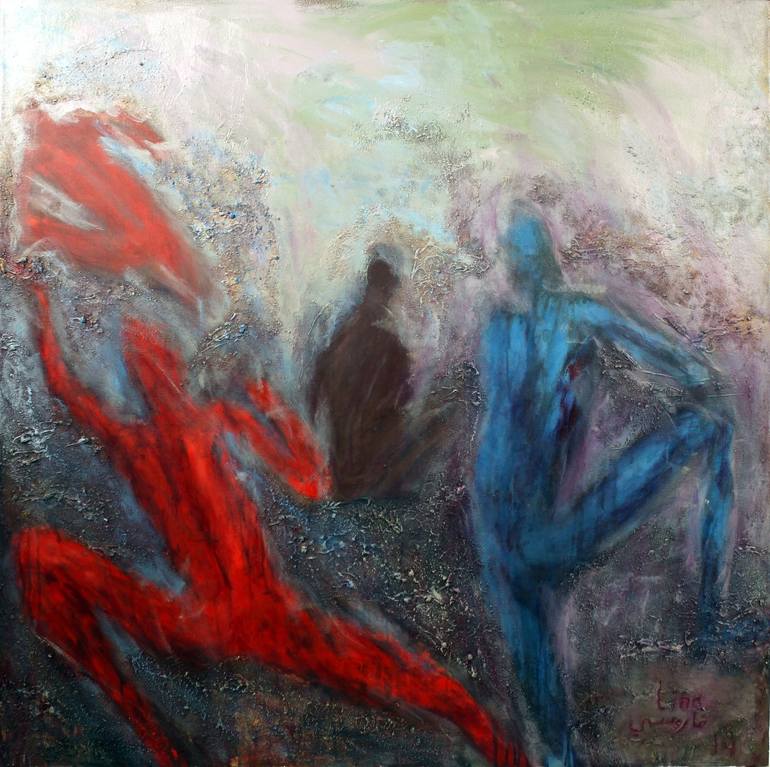 Original Abstract Expressionism People Painting by Lina Faroussi