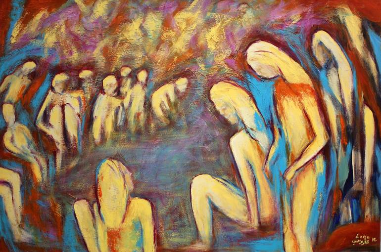 Original Abstract People Painting by Lina Faroussi