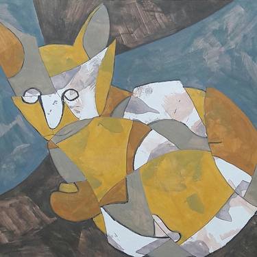 Original Abstract Cats Painting by John Van Brakel