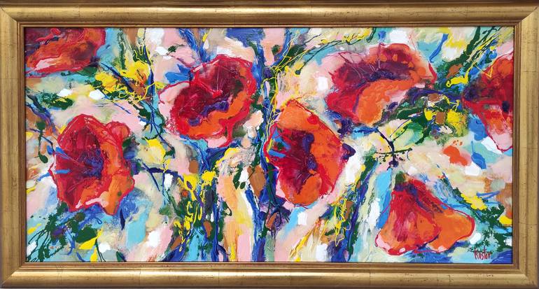 Original Expressionism Floral Painting by Krum Kostov