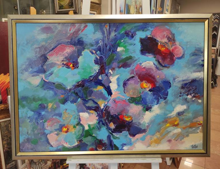 Original Impressionism Floral Painting by Krum Kostov