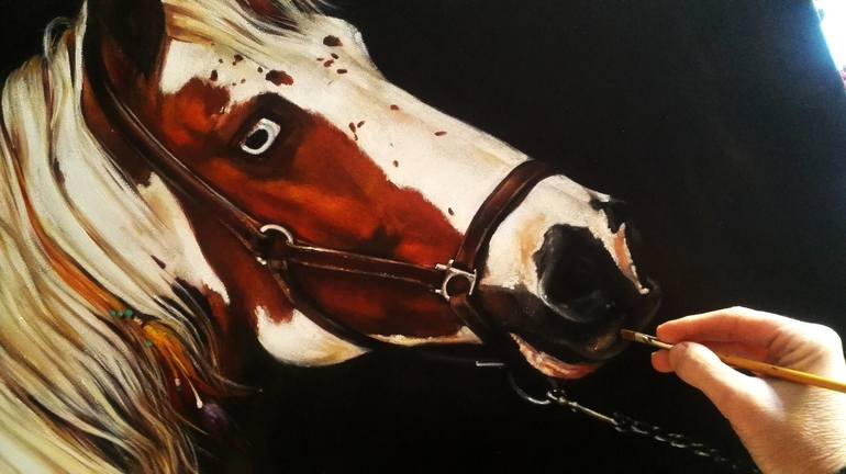 Original Fine Art Horse Painting by Tem Dobrinova