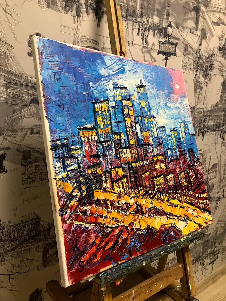 Original Impressionism Cities Painting by Roman Sleptsuk