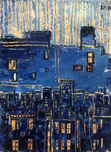 Print of Abstract Cities Paintings by Roman Sleptsuk