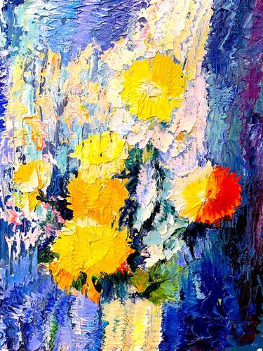 Original Abstract Floral Paintings by Roman Sleptsuk