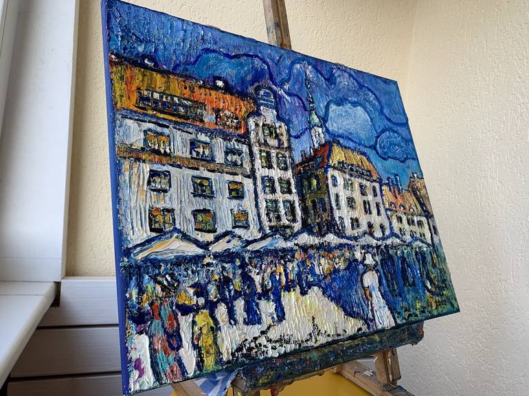 Original Impressionism Cities Painting by Roman Sleptsuk