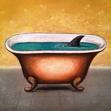 Pregnancy portrait: shark in a bathtub thumb