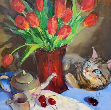 Print of Fine Art Cats Paintings by Valentina Voronkova