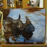 On the easel in the studio
