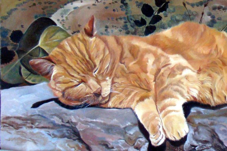 Original Figurative Cats Painting by Anne Zamo