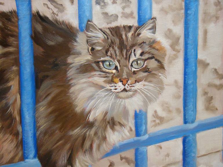 Original Figurative Cats Painting by Anne Zamo