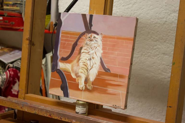 Original Fine Art Cats Painting by Anne Zamo