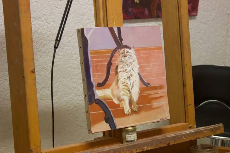 Original Fine Art Cats Painting by Anne Zamo