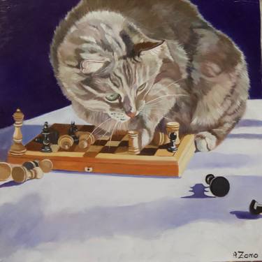 Print of Fine Art Cats Paintings by Anne Zamo