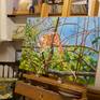 In the studio, on the easel