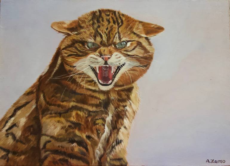 Garton Portrait of a Scottish Wildcat Painting by Anne Zamo