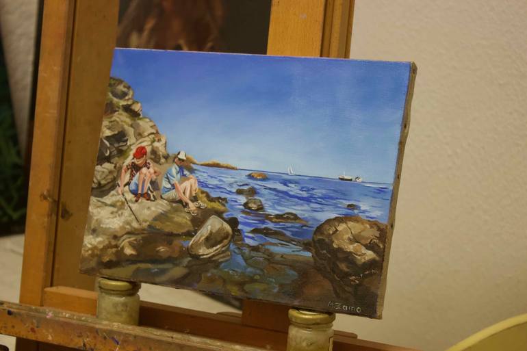 Original Figurative Seascape Painting by Anne Zamo