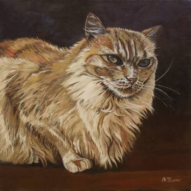 Original Figurative Cats Paintings by Anne Zamo