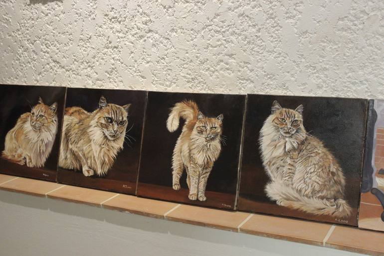 Original Cats Painting by Anne Zamo