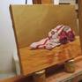 On the easel in the studio