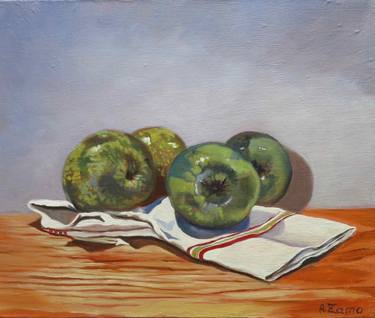 Green apple Granny Smith, Original Oil Painting by Anne Zamo thumb