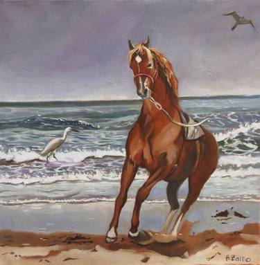 Freedom, Portrait of a horse, Original Oil Painting by Anne Zamo thumb