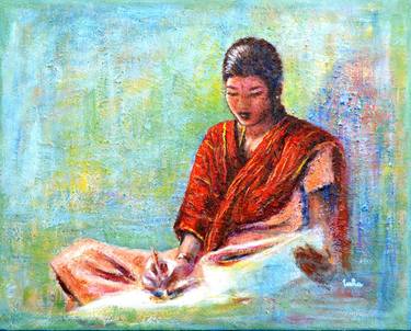 Print of Fine Art Women Paintings by usha shantharam