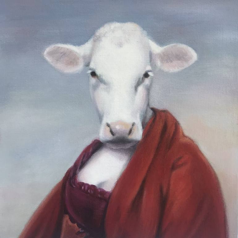 Original Animal Painting by Valerie Daval | Contemporary Art on Pressed Cardboard | La belle Zelie