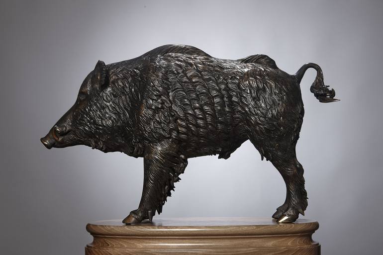 Wild boar Sculpture by Krasimir Krastev | Saatchi Art