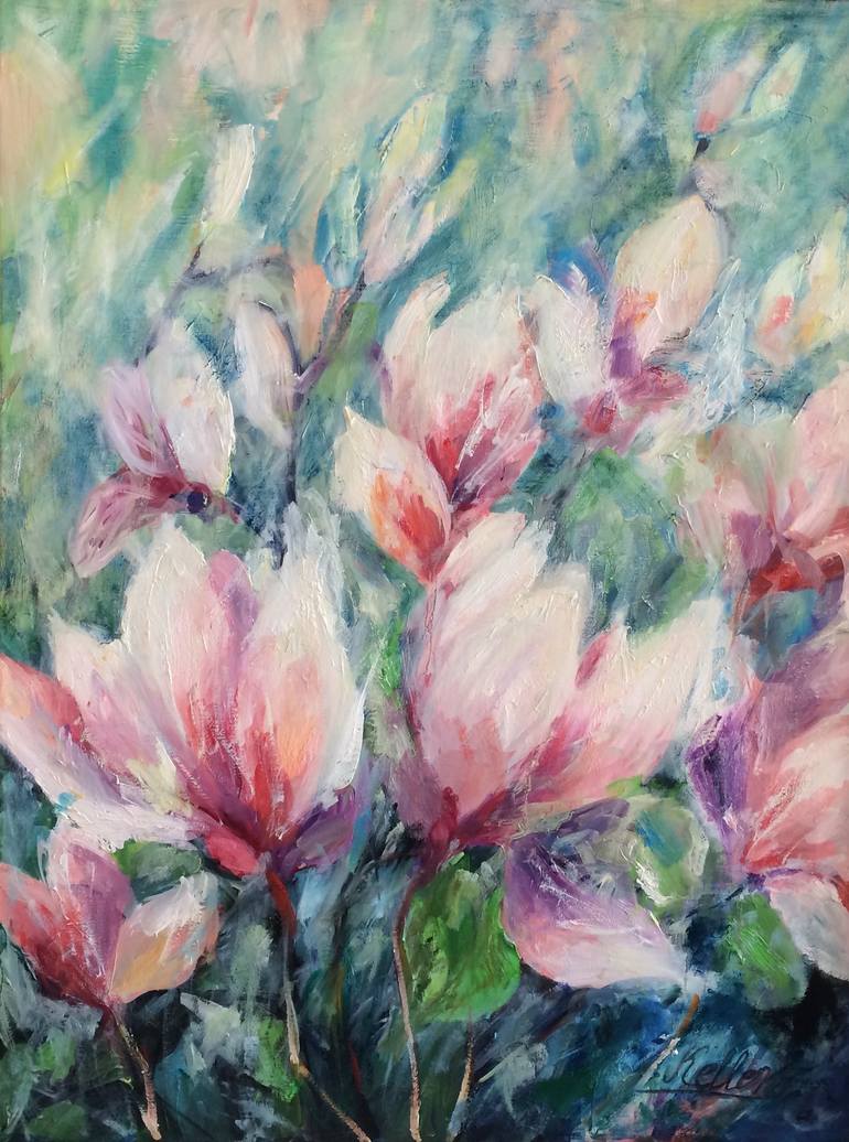 Magnolias Painting by Przemysław Keller | Saatchi Art