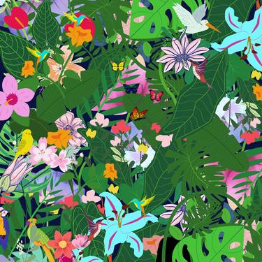 Print of Abstract Garden Digital by Mona Vayda