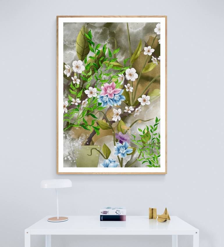 Original Abstract Floral Digital by Mona Vayda