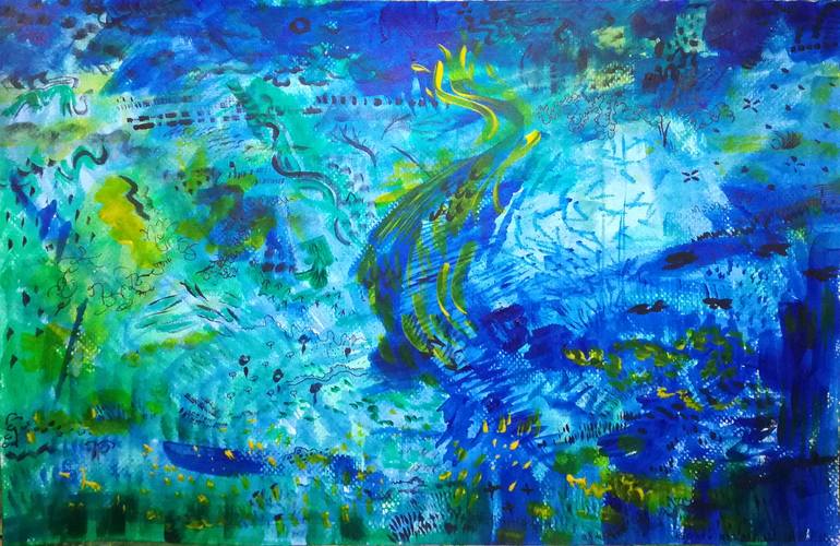 Original Abstract Painting by Melina Donati | Abstract Art on Paper | Field of flowers