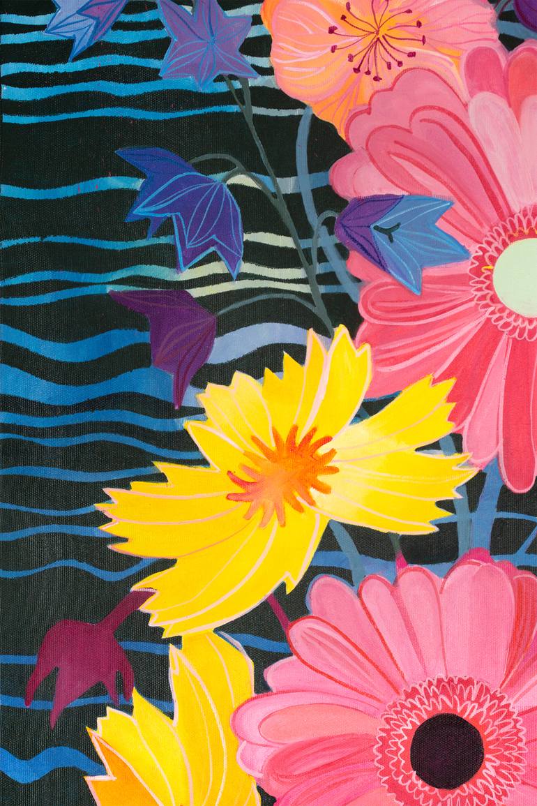 Original Pop Art Floral Painting by Malwina Jachimczak
