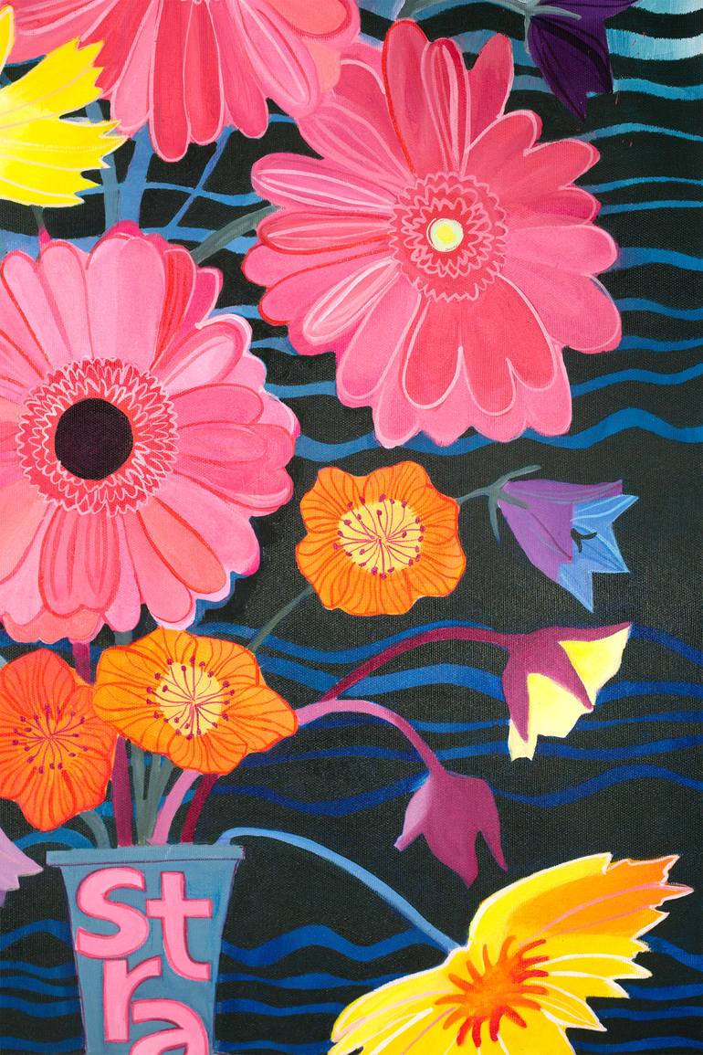 Original Pop Art Floral Painting by Malwina Jachimczak