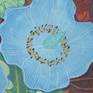 Detail of the painting showing blue poppy